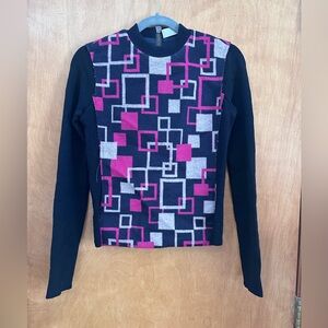 Authier Made in Italy Geometric Knit Sweater | IT 40 / US Small | Black Pink